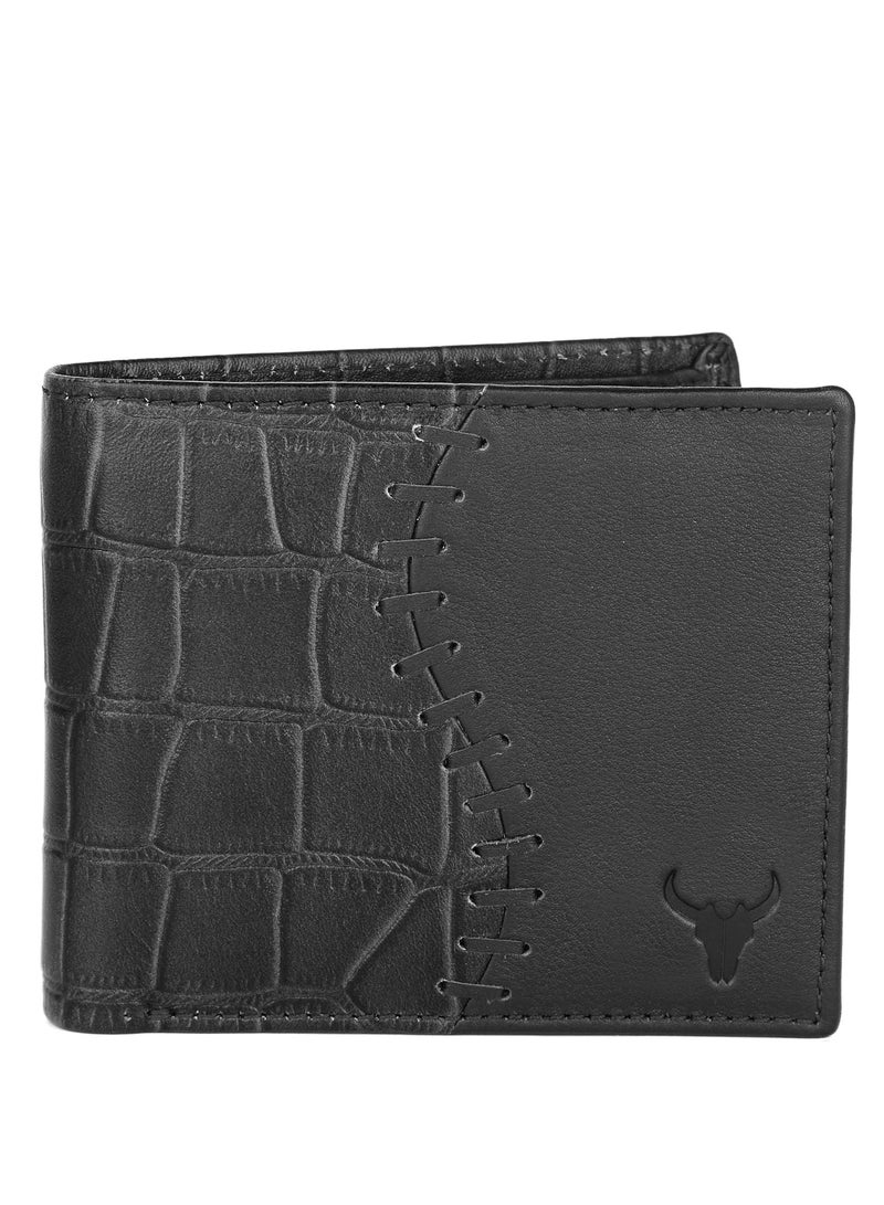 Napa Hide Black Leather Wallet for Men I 4 Card Slots I 2 Currency Compartments I 1 ID Window I 3 Secret Compartments I External Card Slot I 1 Coin Pocket  - Image 1