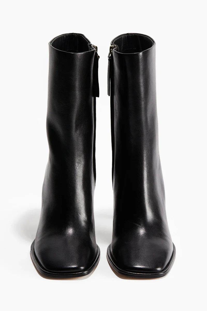H&M Heeled leather ankle boots