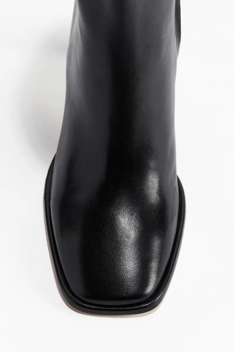 H&M Heeled leather ankle boots
