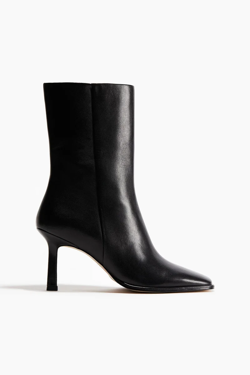 H&M Heeled leather ankle boots