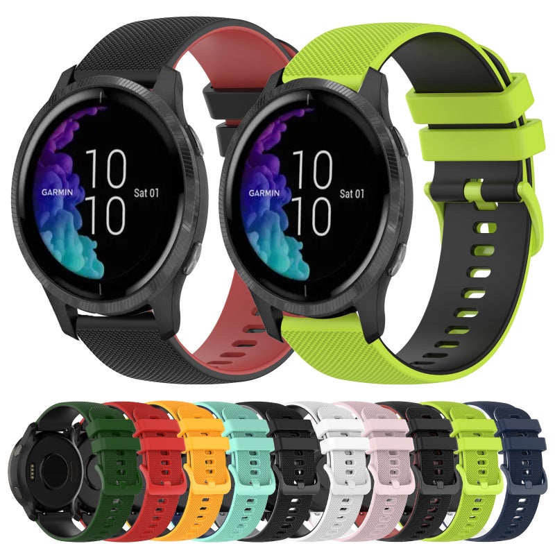 erorex For Garmin Venu 20Mm Checkered Two-Color Silicone Watch Band(Yellow+Black) - Image 3