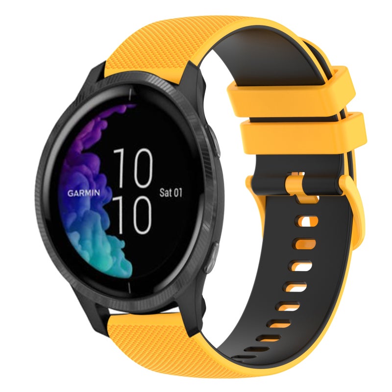 erorex For Garmin Venu 20Mm Checkered Two-Color Silicone Watch Band(Yellow+Black) - Image 1