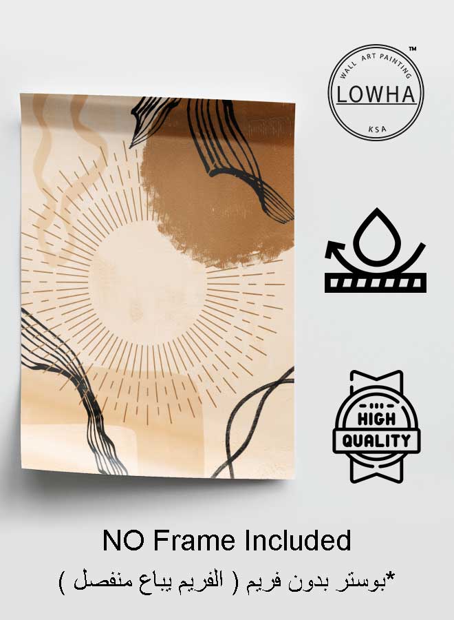 LOWHA Poster Painting Art With Four Separate Pieces Of Double-Sided Stickers Abstract Large Sun For Home Bedroom Living Room And Office Decor - Image 3