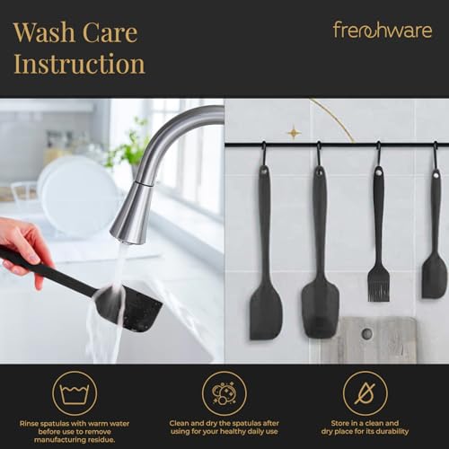 Frenchware (Set of 5 Spatulas, Black) Non-Stick Premium Silicone Spatula for Cooking, Baking & Mixing, Seamless Design - Image 4