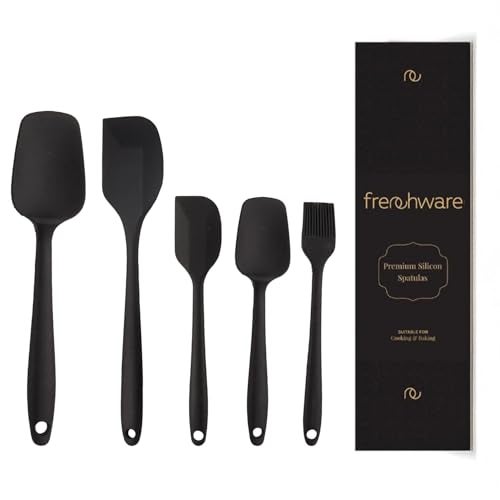Frenchware (Set of 5 Spatulas, Black) Non-Stick Premium Silicone Spatula for Cooking, Baking & Mixing, Seamless Design - Image 1