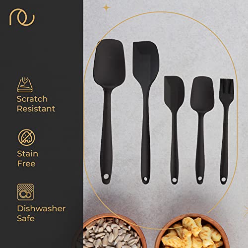 Frenchware (Set of 5 Spatulas, Black) Non-Stick Premium Silicone Spatula for Cooking, Baking & Mixing, Seamless Design - Image 2