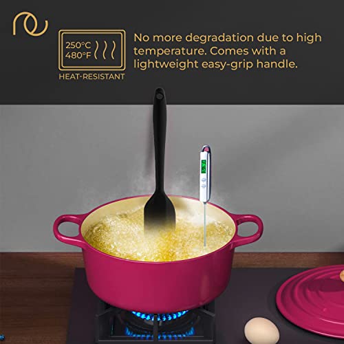 Frenchware (Set of 5 Spatulas, Black) Non-Stick Premium Silicone Spatula for Cooking, Baking & Mixing, Seamless Design - Image 5