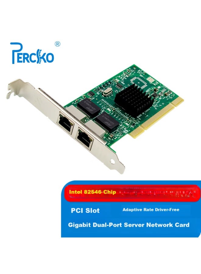 Percko Intel 82546 Chip Pci Gigabit Dual-Port Server Network Card, Desktop Aggregation Soft Router, Ros, 8492Mt, Compatible With 82541 8139 Pci Network Card - Image 1