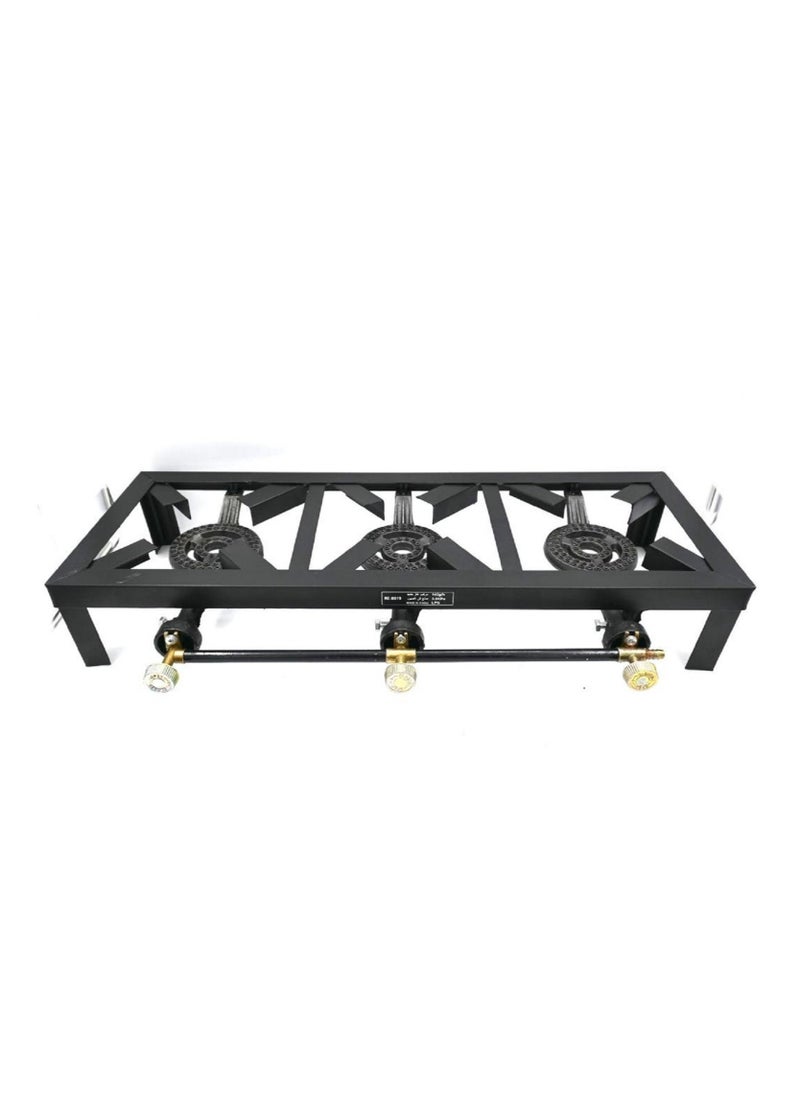 Microplus - Three Burner LPG Gas Stove 3.0Kpa | Camping | Picnics | Outdoor | Indoor Black PS-8019 - Image 1
