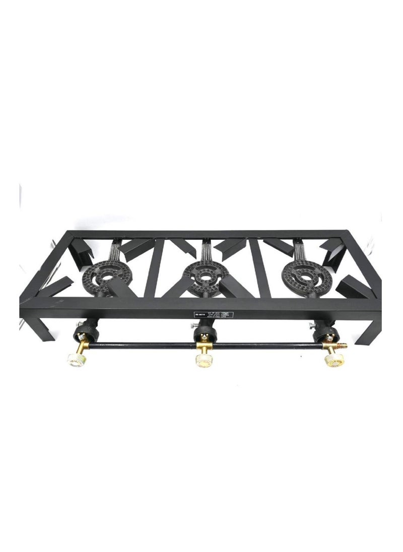 Microplus - Three Burner LPG Gas Stove 3.0Kpa | Camping | Picnics | Outdoor | Indoor Black PS-8019 - Image 1