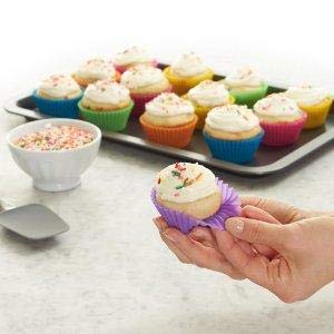 Xacton Combo of Muffin Moulds for Baking Muffin Tray with 100 Pcs Paper Cupcake Liner for Handmade Soap Biscuit Chocolate Mould Carbon Steel Multicolour - Image 3