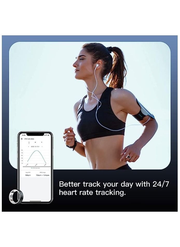 AROAQ - Health Fitness Tracker Smart Ring for Heart Rate Monitor Sleep Monitor Checks Body Temperature Blood Oxygen Ring with APP/Bluetooth Waterproof - Image 1