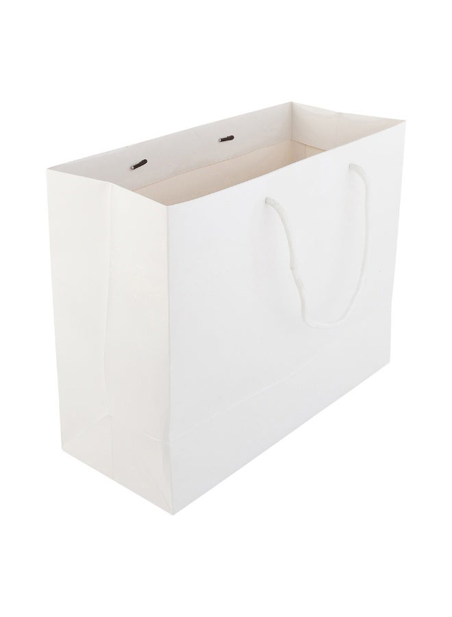 Restaurantware 12.5 Inch x 5 Inch Paper Shopping Bags, 10 Glossy Finish Paper Party Bags - Rope Handles, Cardboard Base, White Paper Gift Bags, Reusable, For Parties and Shopping - Image 1