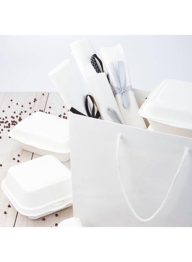 Restaurantware 12.5 Inch x 5 Inch Paper Shopping Bags, 10 Glossy Finish Paper Party Bags - Rope Handles, Cardboard Base, White Paper Gift Bags, Reusable, For Parties and Shopping - Image 3