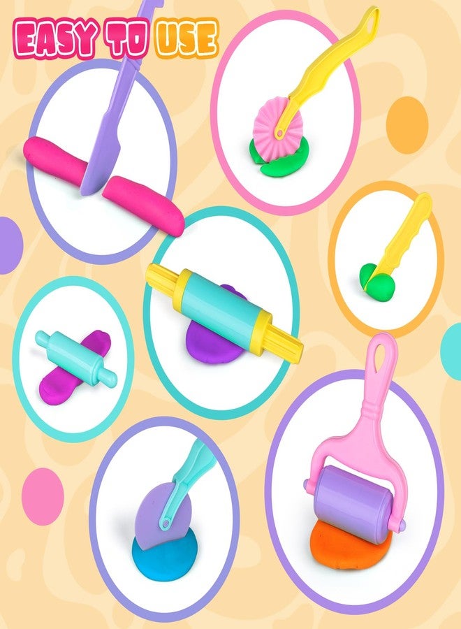 VConejo Playdough Tools Set, 34 Pcs Dough and Clay Accessories with Stamp, Cutters, Dino Maker, Animals Molds, Rolling Pins, Modeling Clay Play Tools Kit for Boys Girls - Image 3