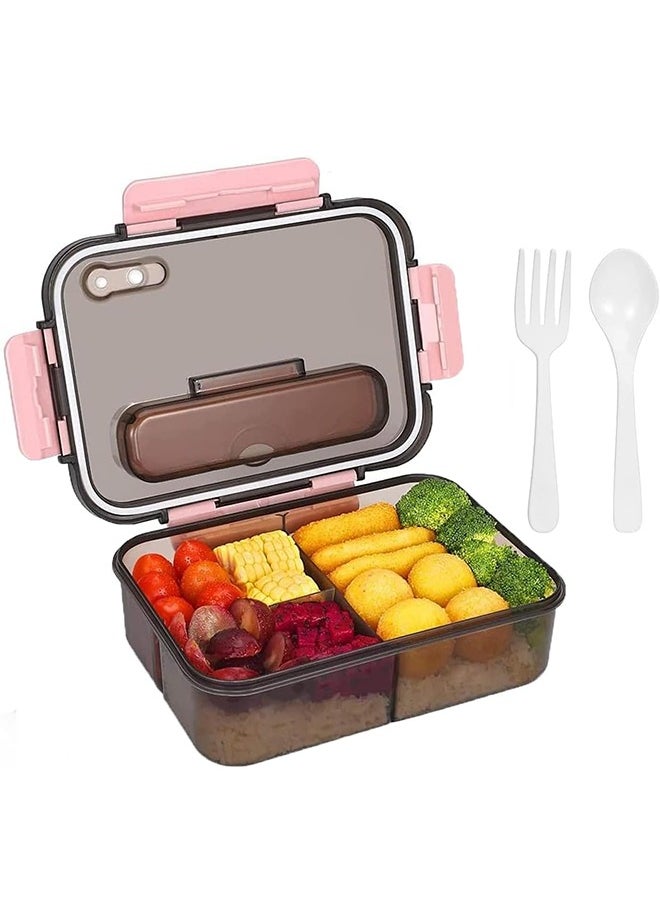 Bento Lunch Box,3 Compartment Bento Box Containers for Adults Kids,Food Grade Plastic Lunch Box with with Spoon & Fork,BPA Free,Leak-proof,Dishwasher Safe,Microwave Safe(Pink) - pzsku/Z04FF3F55F9B15E945A91Z/45/_/1732609079/cc2238f0-4427-4438-b497-e83b570bc1d3