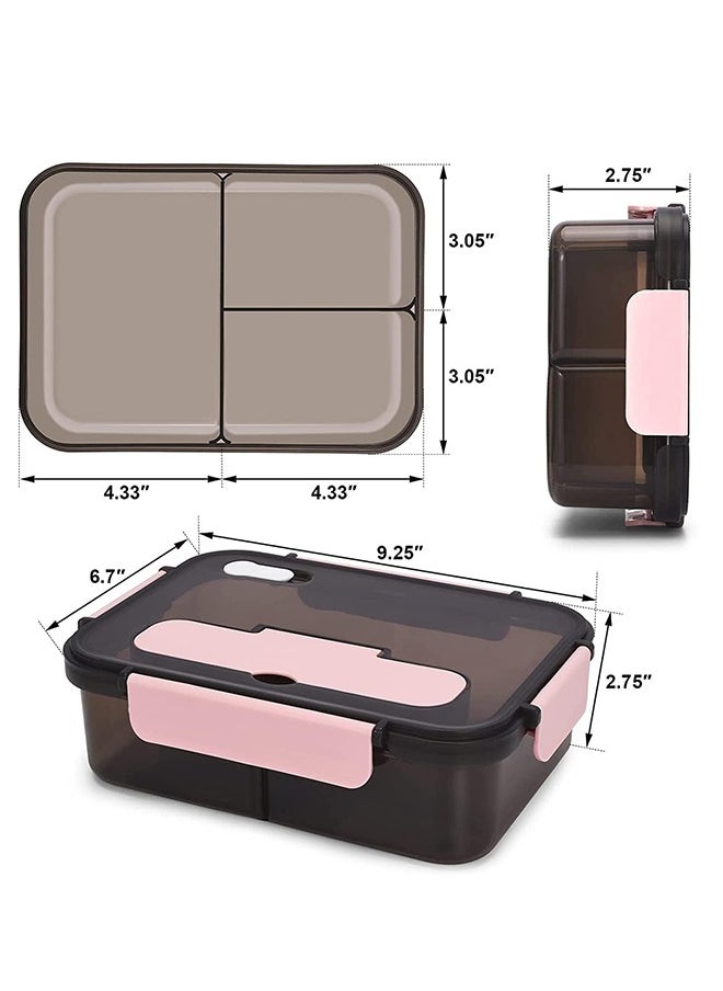 Bento Lunch Box,3 Compartment Bento Box Containers for Adults Kids,Food Grade Plastic Lunch Box with with Spoon & Fork,BPA Free,Leak-proof,Dishwasher Safe,Microwave Safe(Pink) - pzsku/Z04FF3F55F9B15E945A91Z/45/_/1732609080/9cc81cf1-5aa3-43ea-81f6-fd358eb4ba09