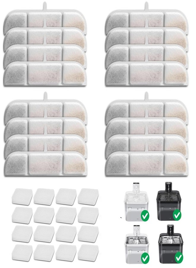 OUPUSES 16 Packs Replacement Filters Compatible with Downy Paws Cat Water Fountain, Filter Replacement for DownyPaws 84oz/2.5L Fursink Wireless Pet Water Fountain DPWFP6 (16 Filters & 16 Sponges) - Image 1