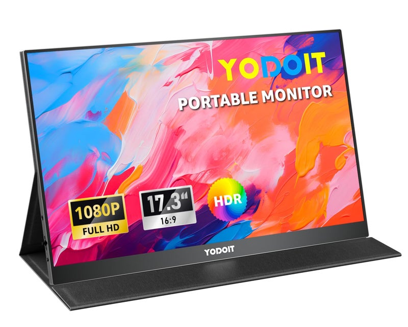 Yodoit Portable Monitor 17.3 Inch 1920 × 1080 FHD Monitor Screen IPS Display with USB Type C Built-in Speakers Monitor for PC, Laptop, MacBook, Xbox, PS 3/4/5, Switch and TV - Image 1