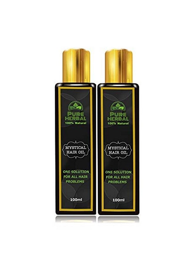 Pure Herbal Mystical Hair Oill/Natural Herb extracts/Controls hair fall/Helps to Fights Dandruff/Nourishment for Hair (100 ML x 2)