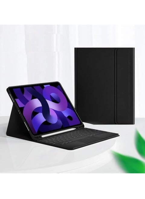 Keyboard Cover with Trackpad for iPad Air 13 Inch 2024 M2, Arabic and English Detachable Bluetooth Backlit Keyboard with Touchpad for iPad Air 13 2024 (M2), Black