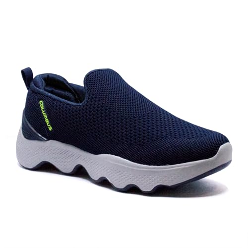 Columbus Sports Shoes - Running Shoes|Walking Shoes| Training & Gym Shoe | Outdoors Shoe for Men (Massager-01) (Navy & Fluorescent Green),UK-08 - Image 1