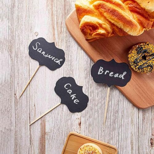SVM CRAFT® Chalkboard Cupcake Picks Cake Toppers -50 Pieces- Cheese Markers Buffet Labels for Charcuterie Board Food Tags Toothpick Signs - Image 5
