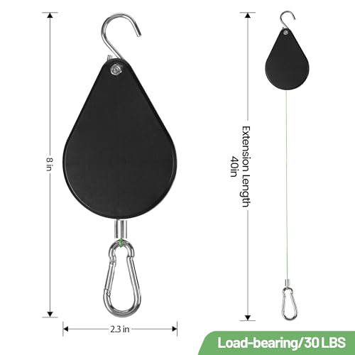 Kitwinney Retractable Plant Hanger - Upgrade Plant Pulleys for Hanging Plants, Easy to Raise and Lower, Suitable for Garden Flower Pots, Hanging Planter, Bird Feeder（Black, 4 PCS） - Image 3