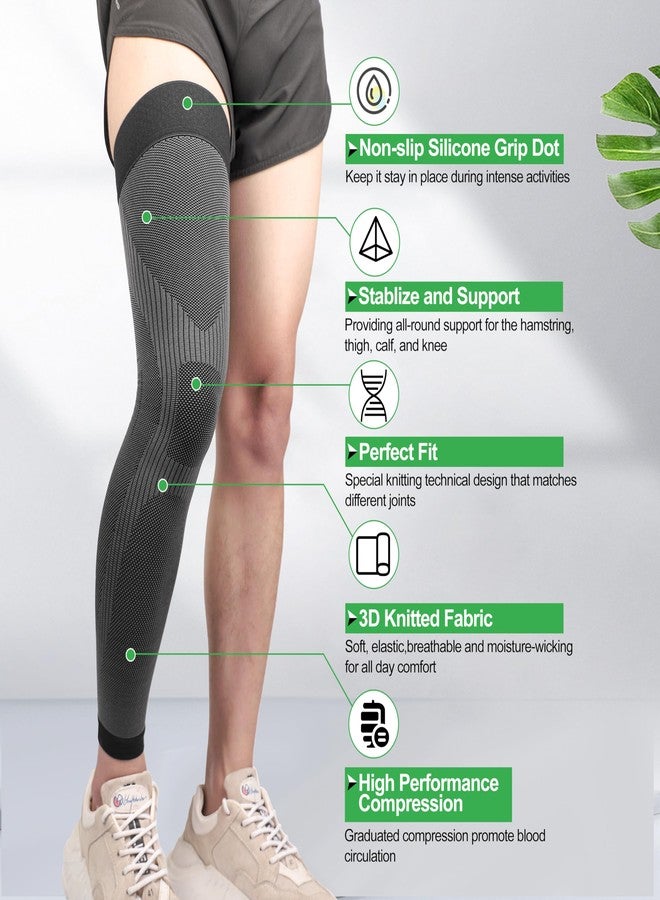 KEKING® Full Leg Compression Sleeves, Unisex, Thigh High Compression Stocking 20-30mmHg Graduated Support for Thigh Calf Knee, Running, Basketball, Reduce Varicose Veins and Swelling, 1 Pair, Black L - Image 3