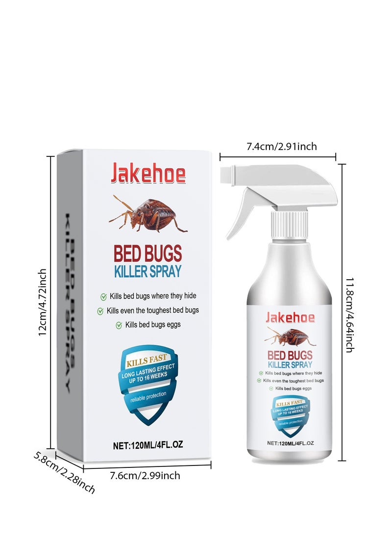 Jakehoe - 120 مل بخاخ قاتل بق الفراش ، رذاذ قاتل الصراصير والذباب ، العناصر النشطة النباتية تقتل الحشرات والبق عند ملامستها ، غير دهني ، طارد للحشرات في الأماكن المغلقة ، بق الفراش ، بدون بقع ، رائحة منعشة - Image 1
