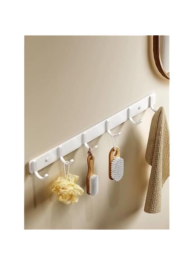 Wall Mounted Coat Rack 5-Hook Stainless Steel Holder for Clothes, Towels, and More - White Finish - Image 1