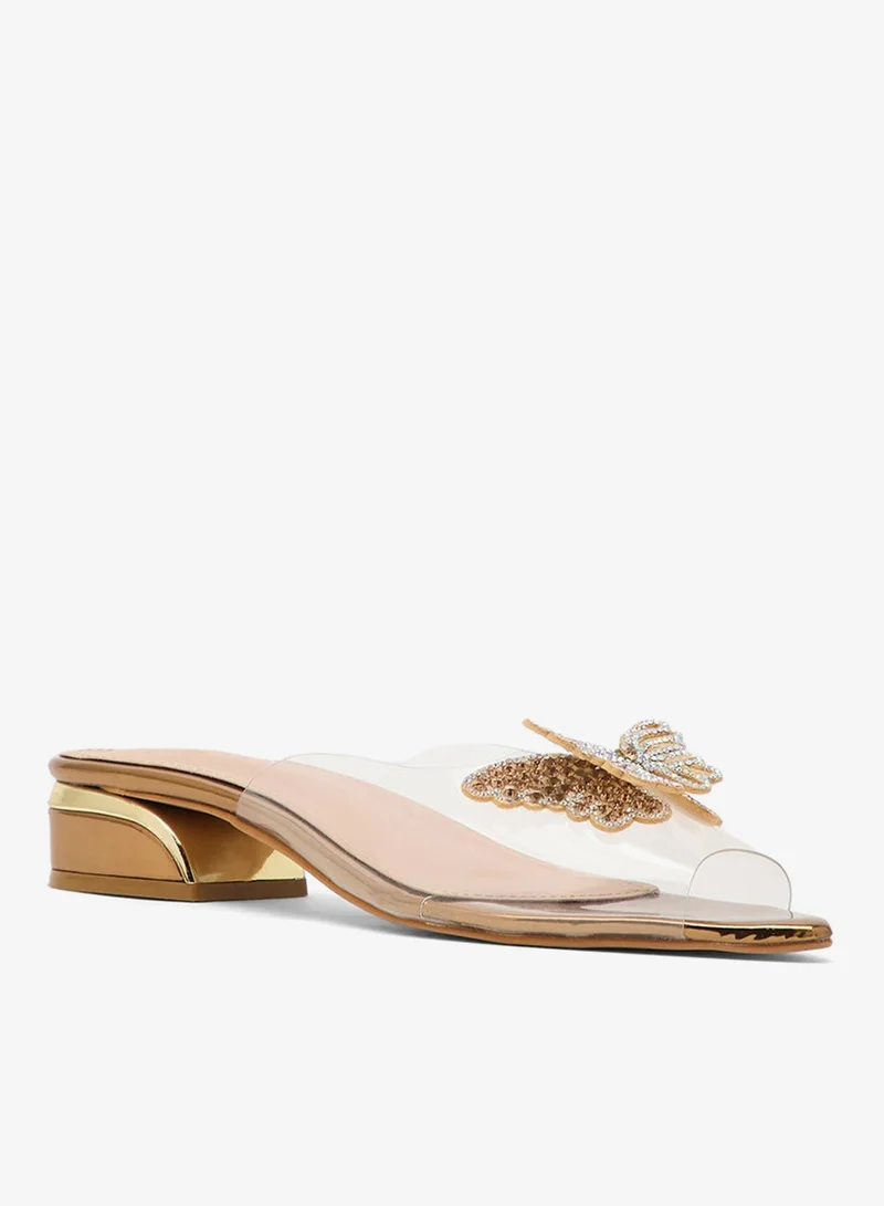 Pink Step Low Heeled Clear Sandal