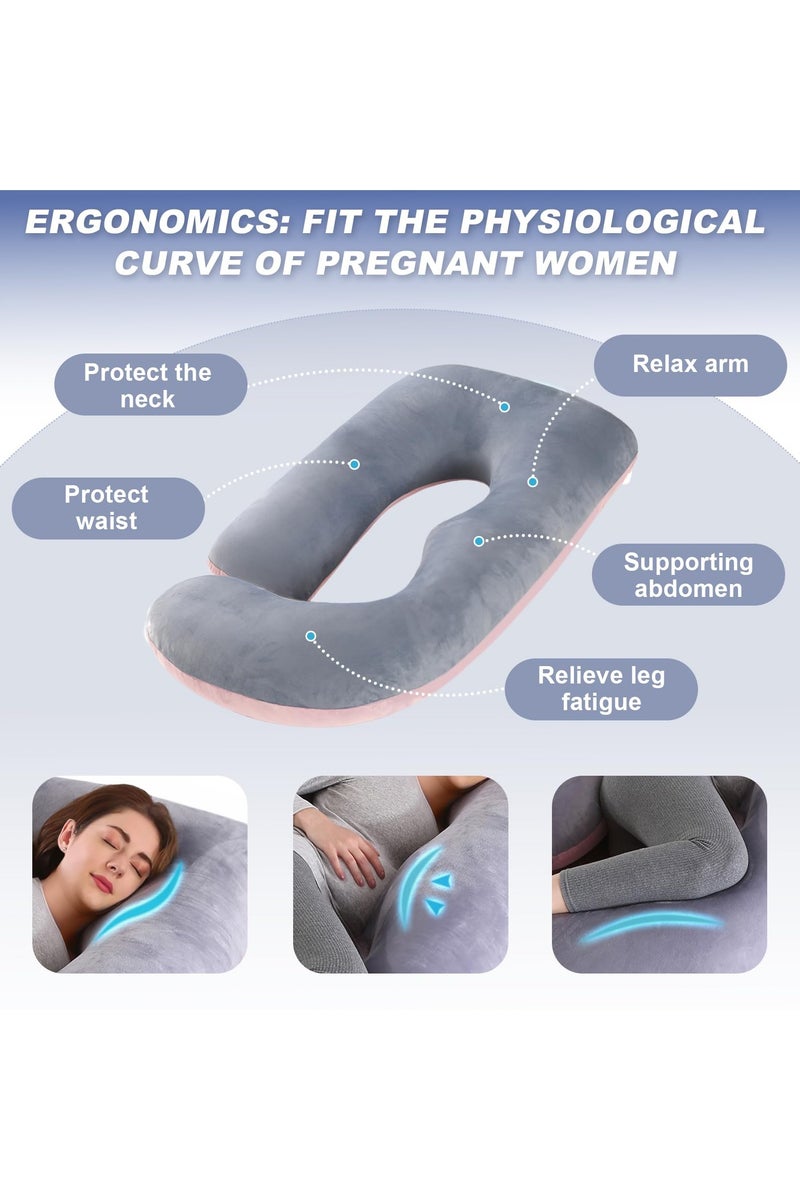 SHEIDLIN مخدة حوامل  للنوم، وسادة حمل على شكل حرف G لدعم الأمومة لكامل الجسم، وسادة للحوامل بغطاء مخملي قابل للإزالة من القطن، مخدة دعم الأمومة لكامل الجسم - Image 2