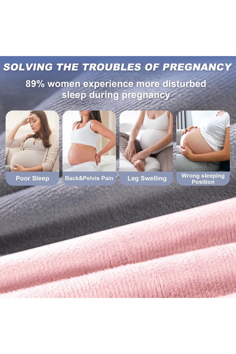SHEIDLIN مخدة حوامل  للنوم، وسادة حمل على شكل حرف G لدعم الأمومة لكامل الجسم، وسادة للحوامل بغطاء مخملي قابل للإزالة من القطن، مخدة دعم الأمومة لكامل الجسم - Image 3