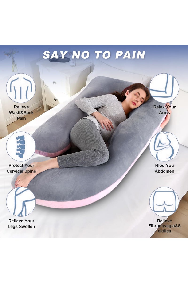 SHEIDLIN مخدة حوامل  للنوم، وسادة حمل على شكل حرف G لدعم الأمومة لكامل الجسم، وسادة للحوامل بغطاء مخملي قابل للإزالة من القطن، مخدة دعم الأمومة لكامل الجسم - Image 4