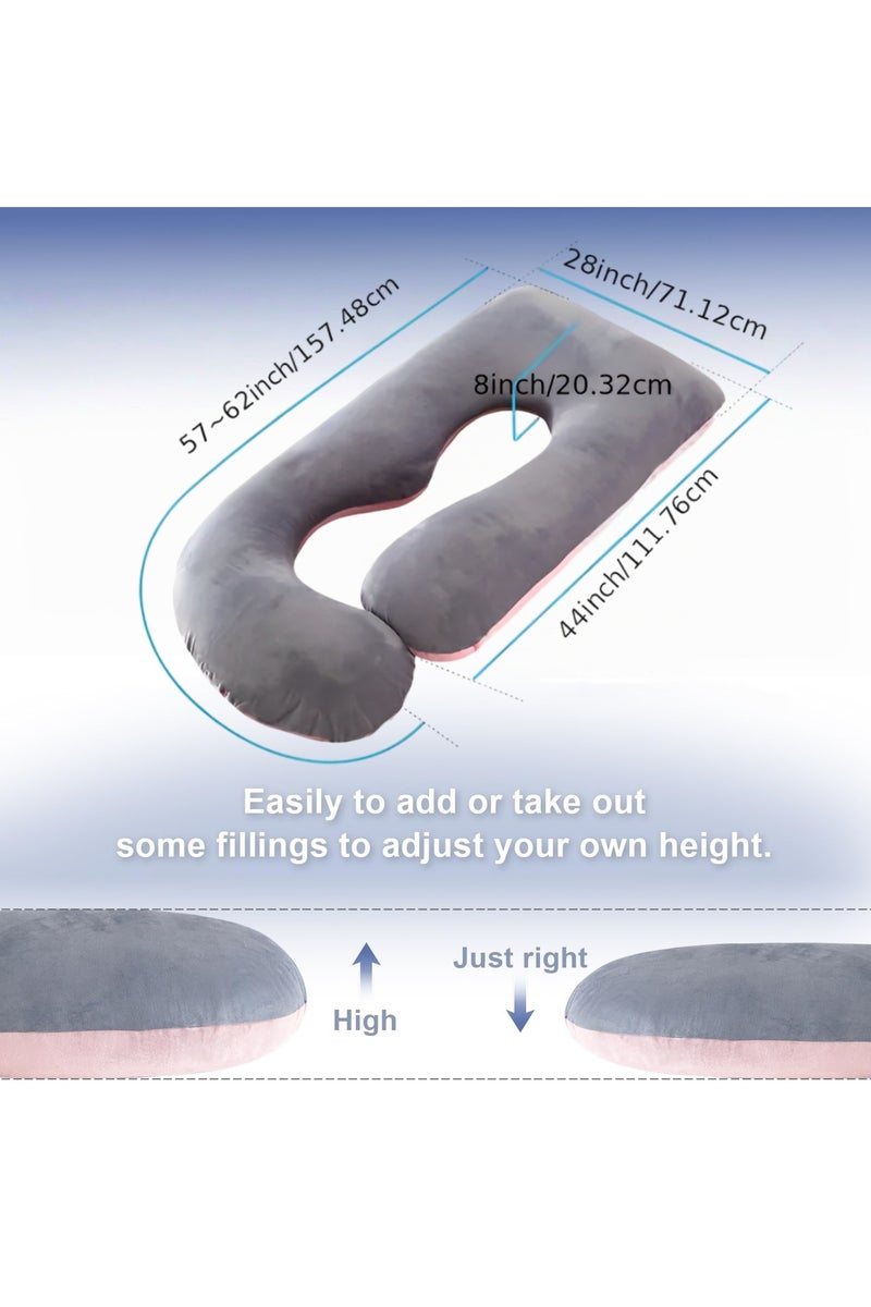 SHEIDLIN مخدة حوامل  للنوم، وسادة حمل على شكل حرف G لدعم الأمومة لكامل الجسم، وسادة للحوامل بغطاء مخملي قابل للإزالة من القطن، مخدة دعم الأمومة لكامل الجسم - Image 5