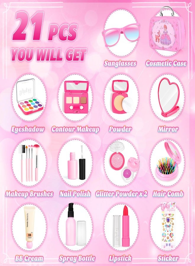 INNOCHEER Pretend Makeup for Toddlers, Toy Play Makeup Set for Kids 3-5, Toddler Makeup Kit Pretend, Fake Makeup for Kids, Princess Toddler Toys for Girls, Gifts Toys for 3 4 5+ Year Old Girls(Not Real Makeup) - Image 5