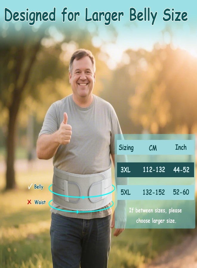 King Mills Plus Size Back Brace for Lower Back Pain, Breathable Obese Belly Support for Sciatica, Back Pain, Scoliosis, Two Sets of Support Bars. Lightweight. (Belly: 52" - 60") - Image 2