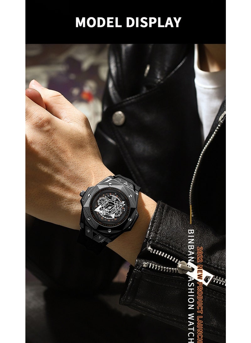 BINBOND Men's Waterproof Skeleton Quartz Watch with Luminous Display - Image 4