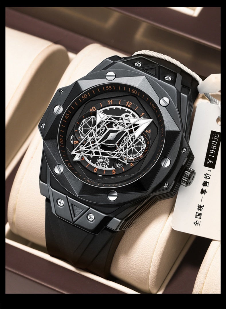 BINBOND Men's Waterproof Skeleton Quartz Watch with Luminous Display - Image 2