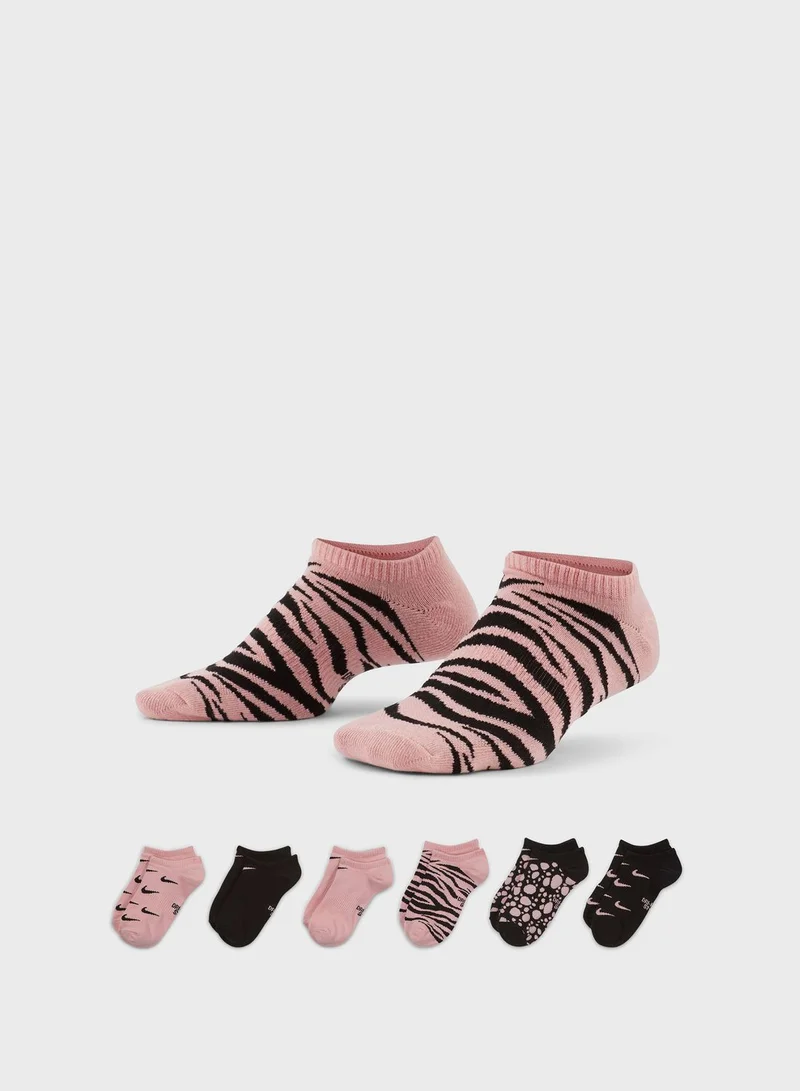 Nike Youth 6 Pack Everyday Graphic No Show Socks