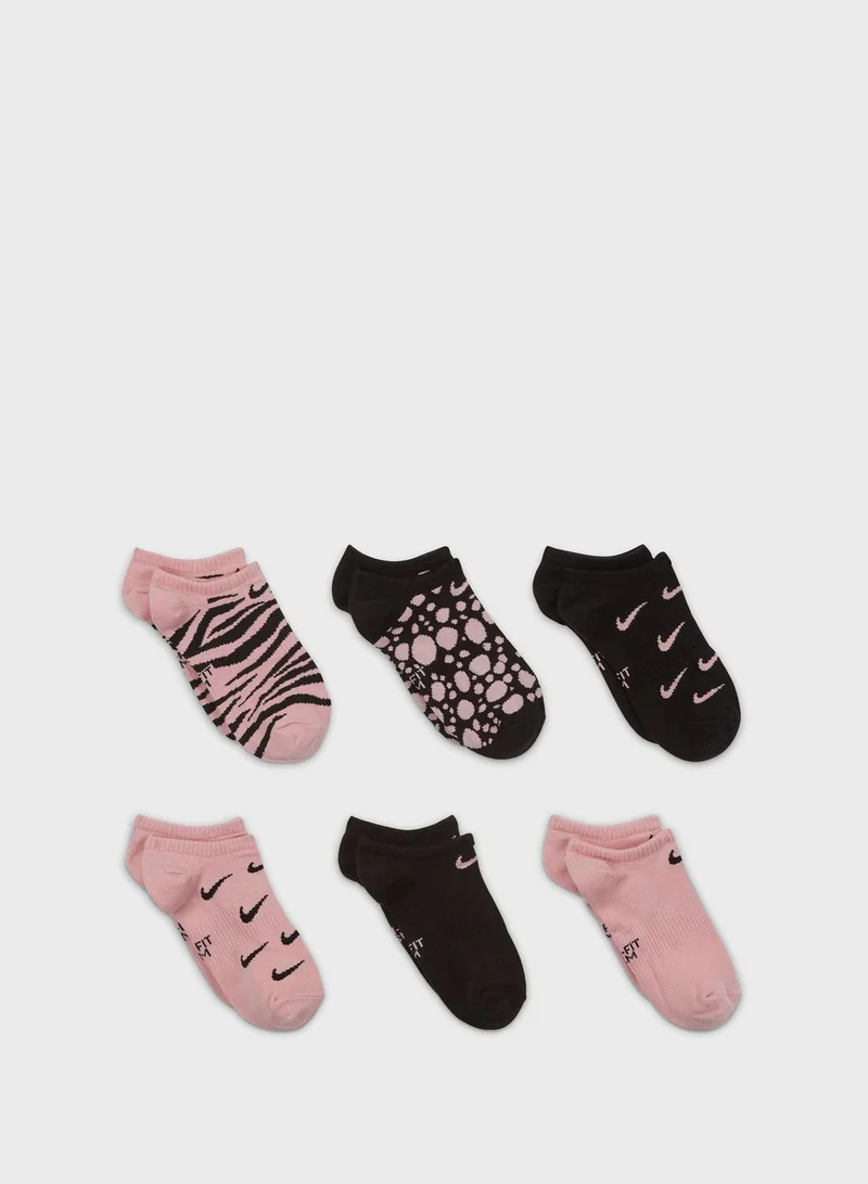 Nike Youth 6 Pack Everyday Graphic No Show Socks
