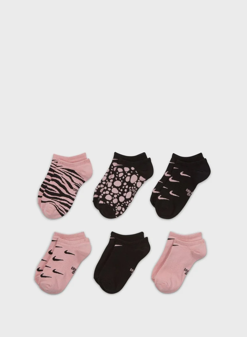 Nike Youth 6 Pack Everyday Graphic No Show Socks