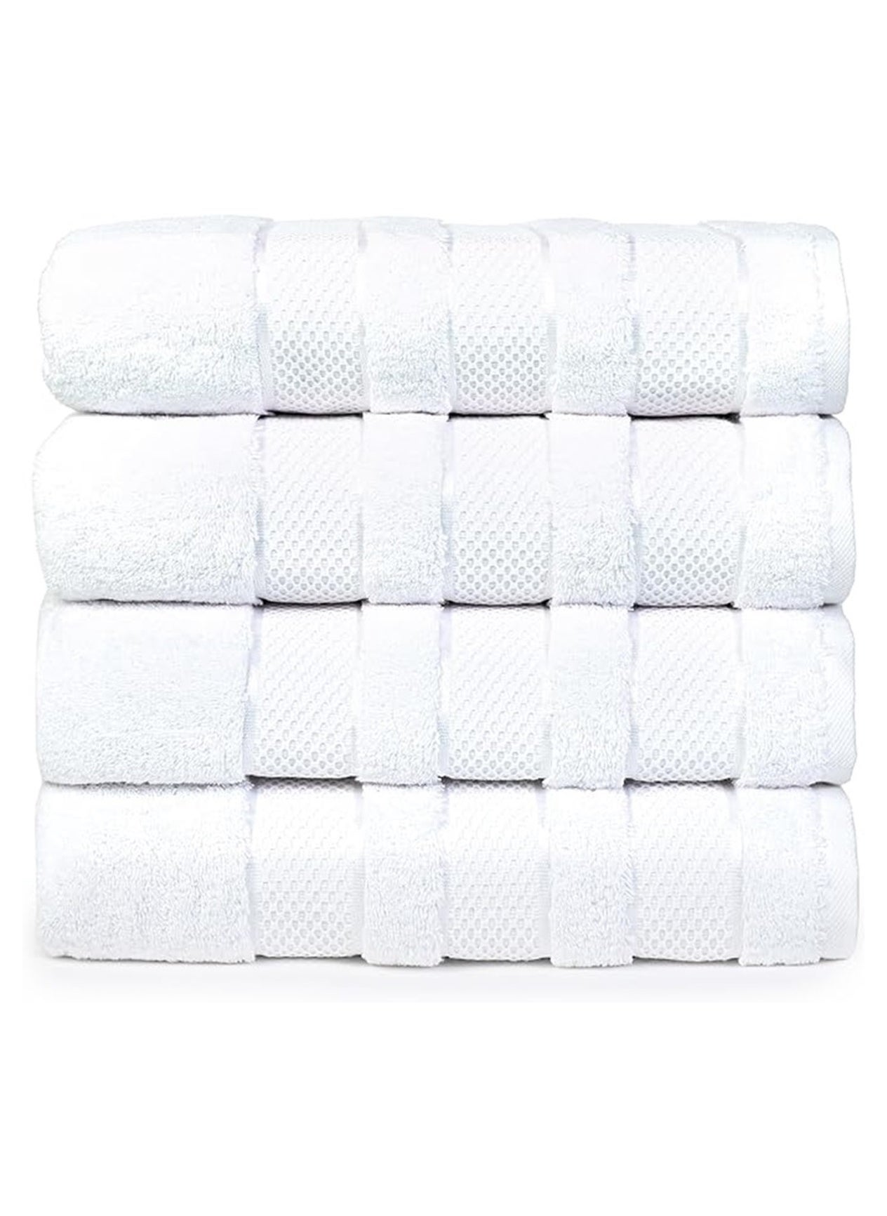 4 Piece Bath Towel Set Premium & Luxury Hotel Quality, 100% Genuine Turkish Cotton, 70x140 cm Maximum Softness & Absorbency, Dry Quickly 4-Piece Bath Towel Set - Bright White 