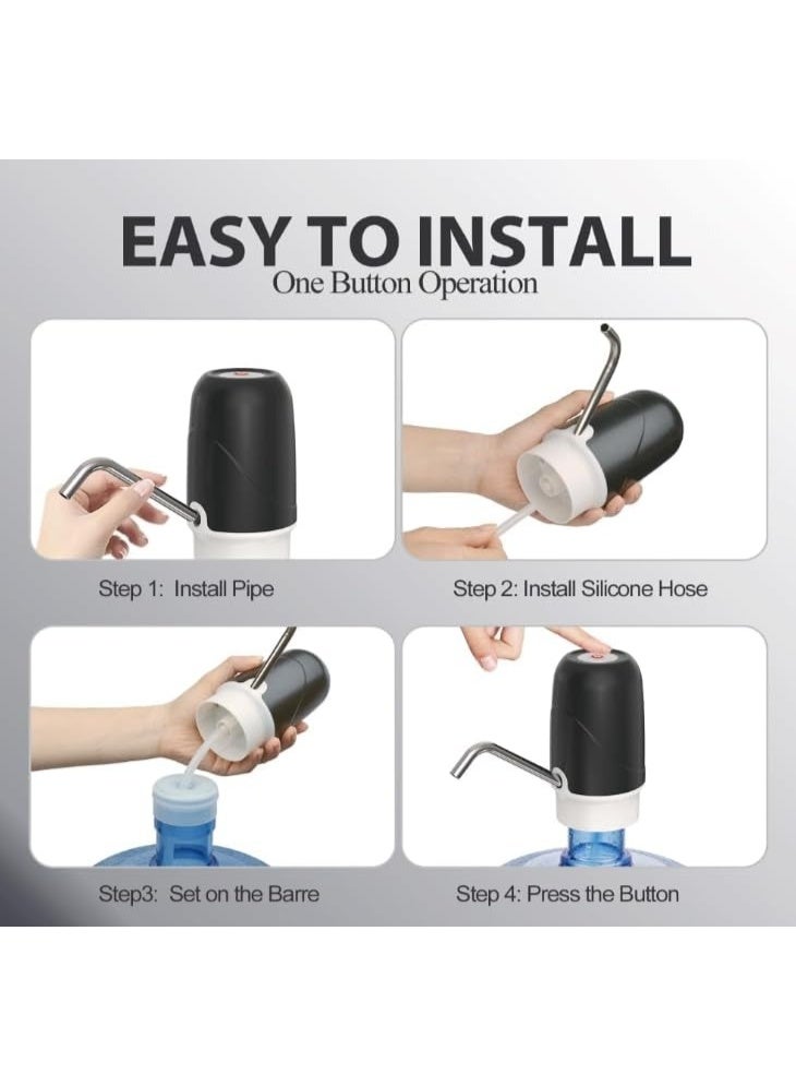 مضخة موزع مياه قابلة لإعادة الشحن عبر منفذ USB - مضخة مياه شرب كهربائية محمولة للاستخدام المنزلي والمكتبي والخارجي، تعمل بلمسة واحدة، سهلة التركيب - Image 2