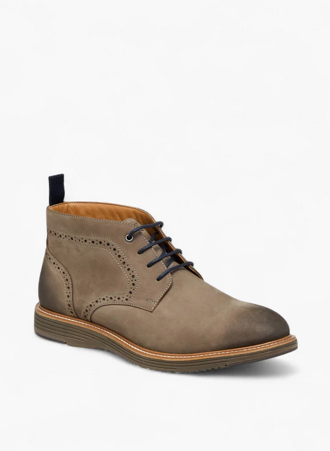 DUCHINI Men's Solid Lace-Up Boots with Pull Tabs