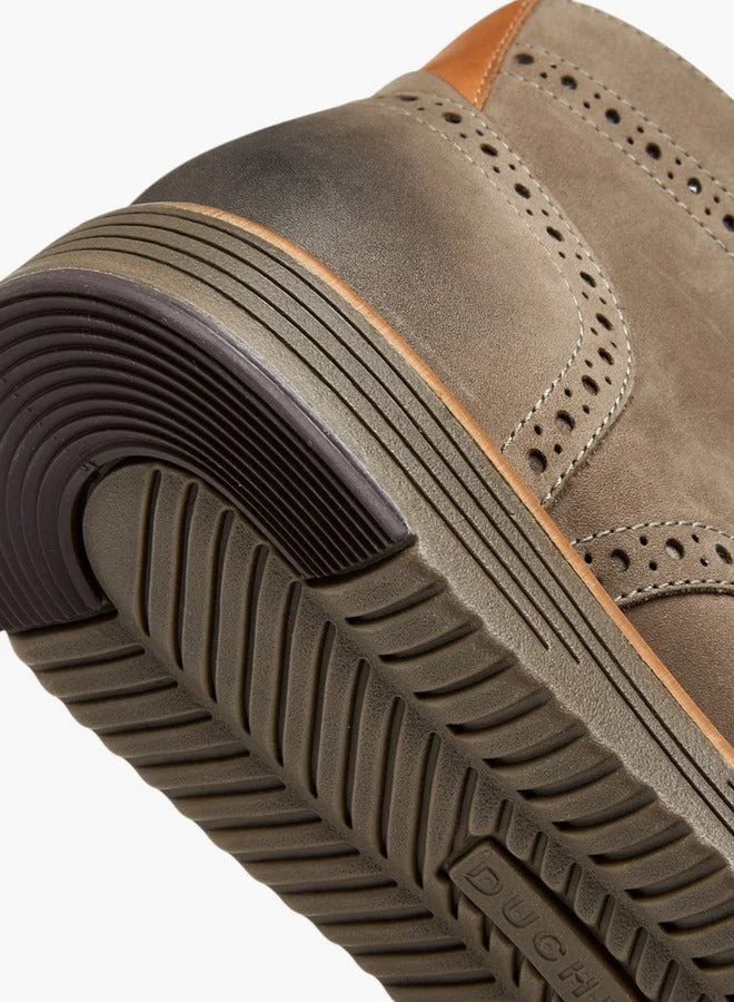 DUCHINI Men's Solid Lace-Up Boots with Pull Tabs