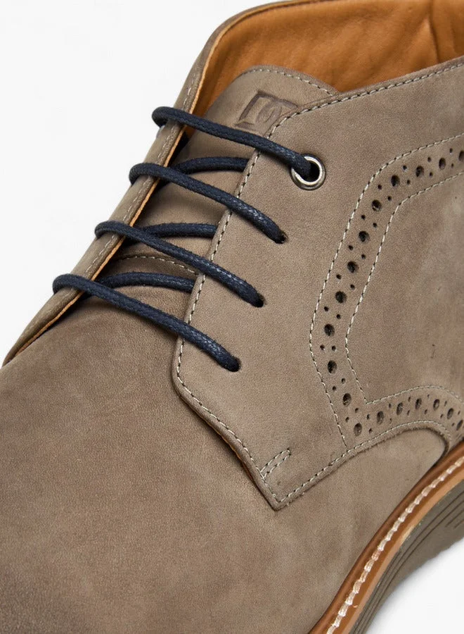 DUCHINI Men's Solid Lace-Up Boots with Pull Tabs