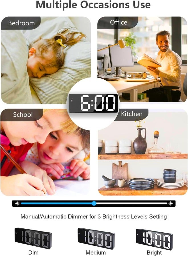 Chase Up Smart LED Digital Alarm Clock: Electric Nightlight with 3 Adjustable Brightness, Voice Control Desk Clock with Date/Month/Temperature Displayed, with USB/Battery Powered for Home Bedroom - Image 3