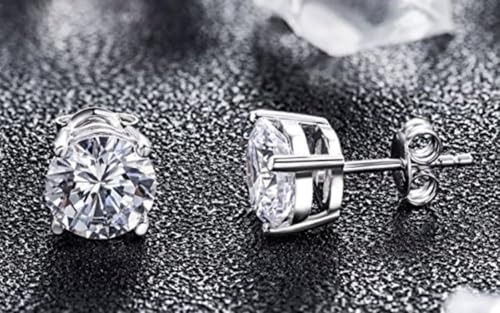 Forever Love 1 Pair Adabele Real 925 Sterling Silver Hypoallergenic April Birthstone Round Cut Stud Earrings 8mm CZ Created Diamond Stone Solitaire Studs Anniversary Birthday Gift SSE63 - Image 4